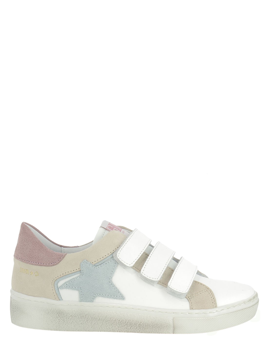 semerdjian baskets de ville femme bator 5535 cuir blanc/gris/beige/rose