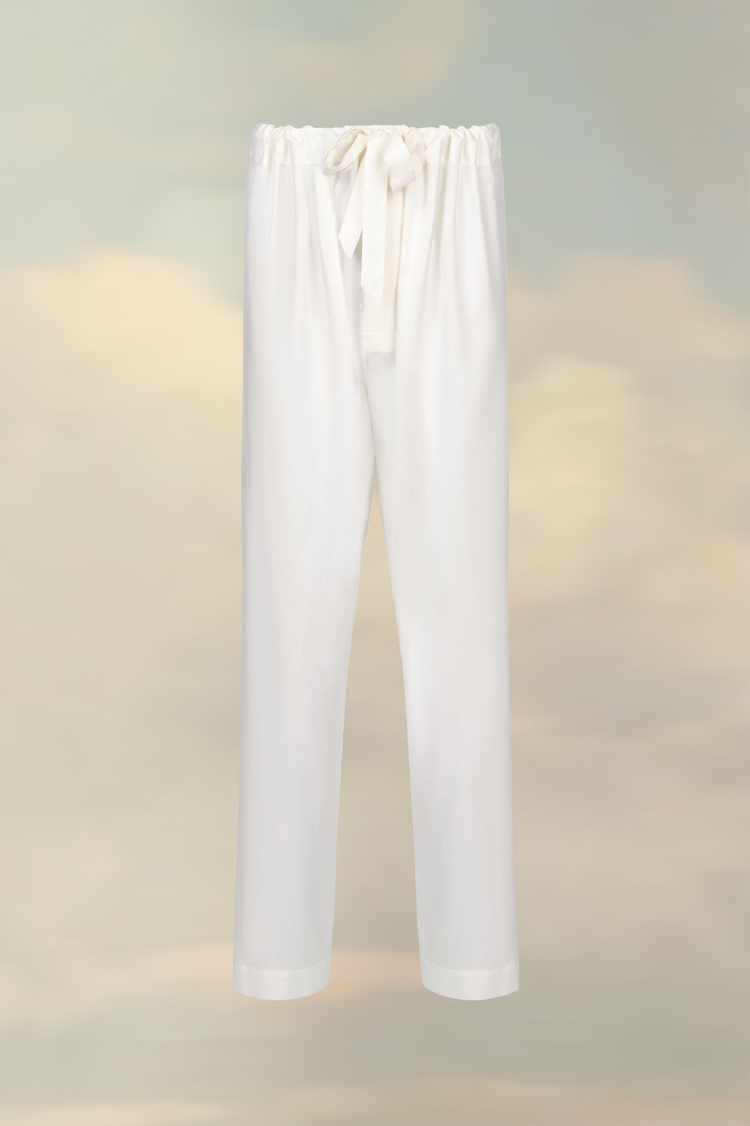Pantalon drofr en soie Blanc