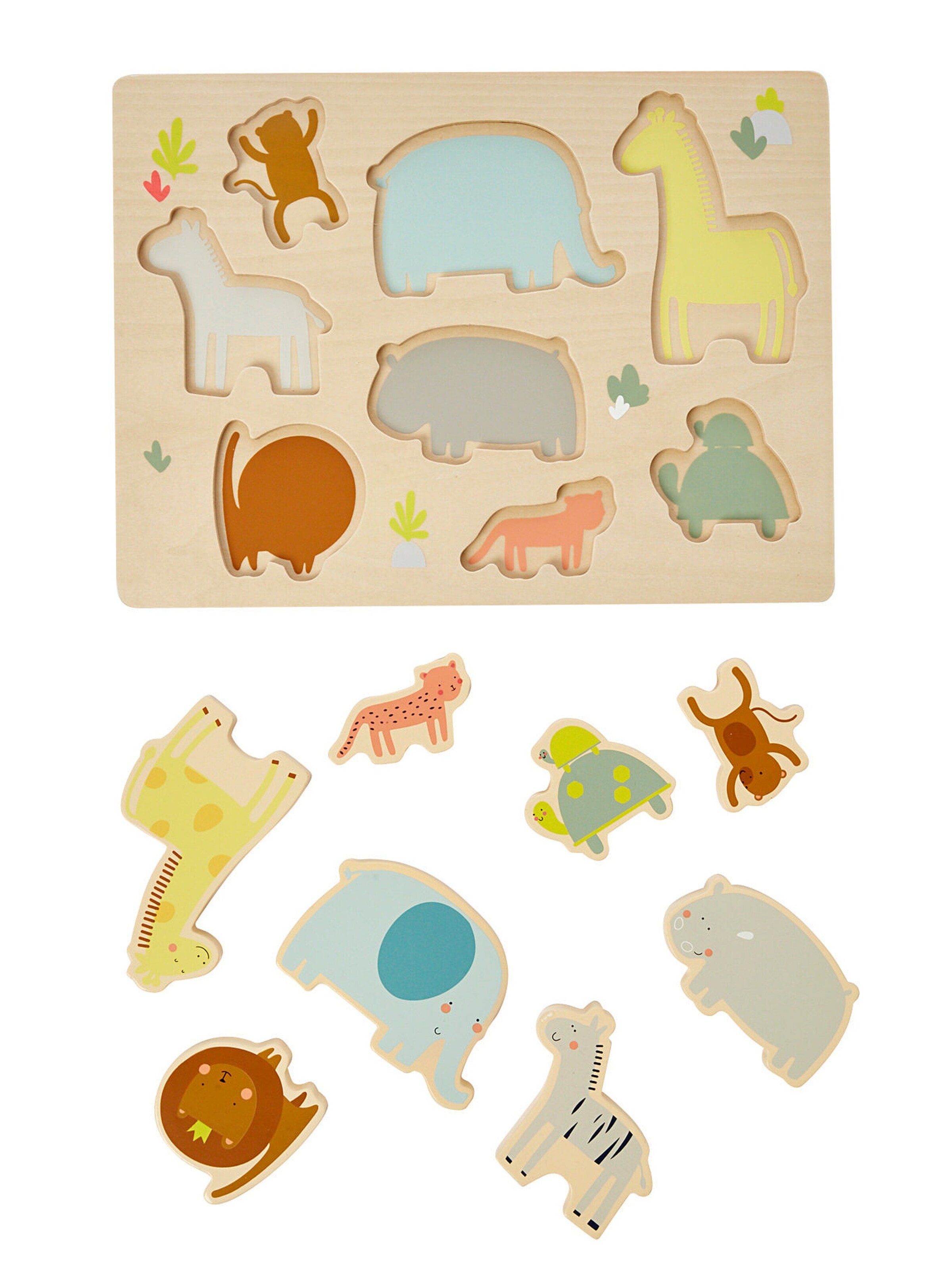 Vertbaudet Kleinkinder Steckpuzzle DSCHUNGEL aus Holz FSC® mehrfarbig