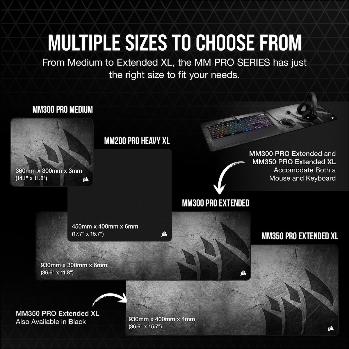 Corsair MM300 PRO musematte til gaming (M)