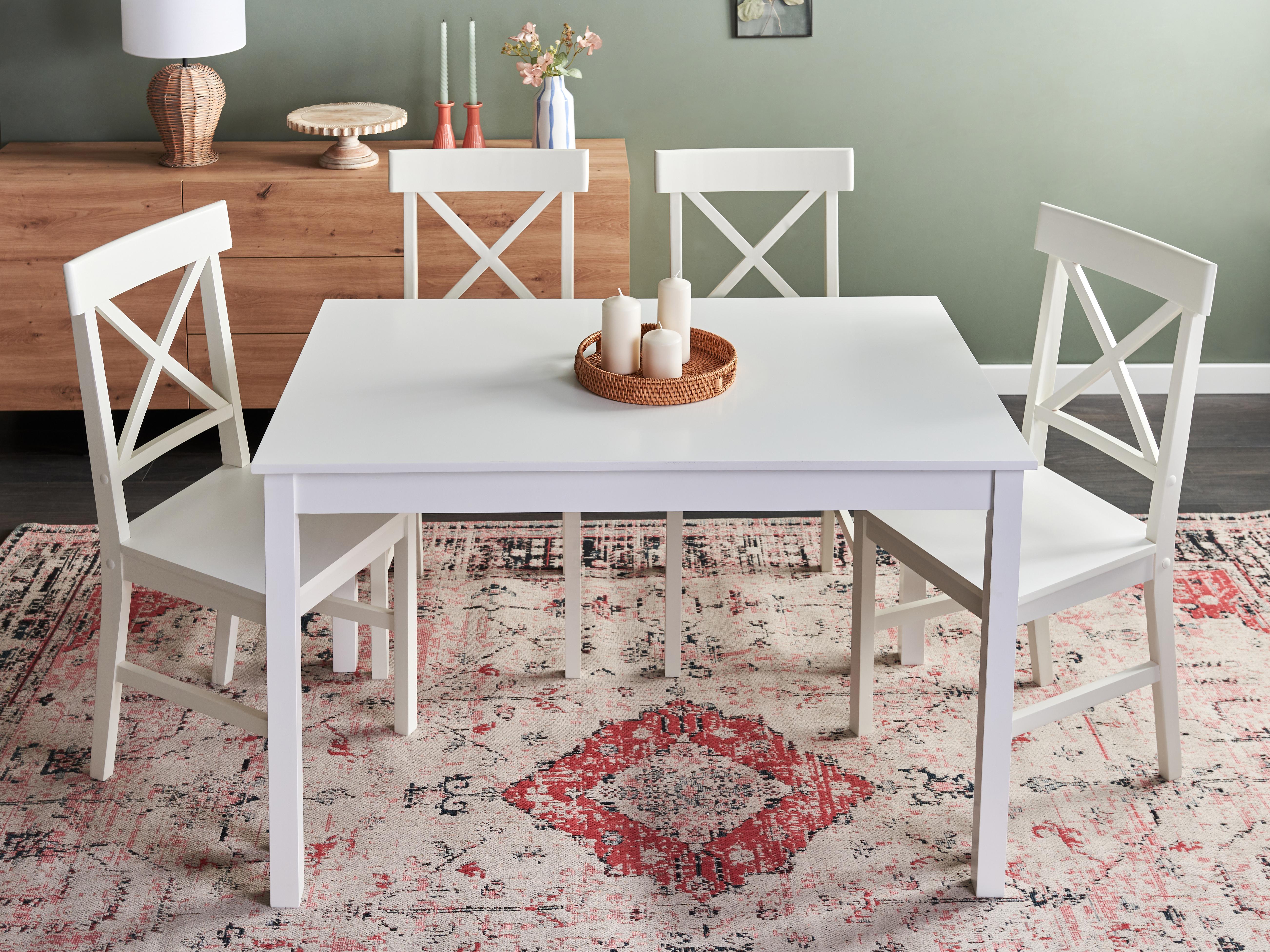 Eettafel BARLEE Wit 75 cm Populierenhout 120 cm