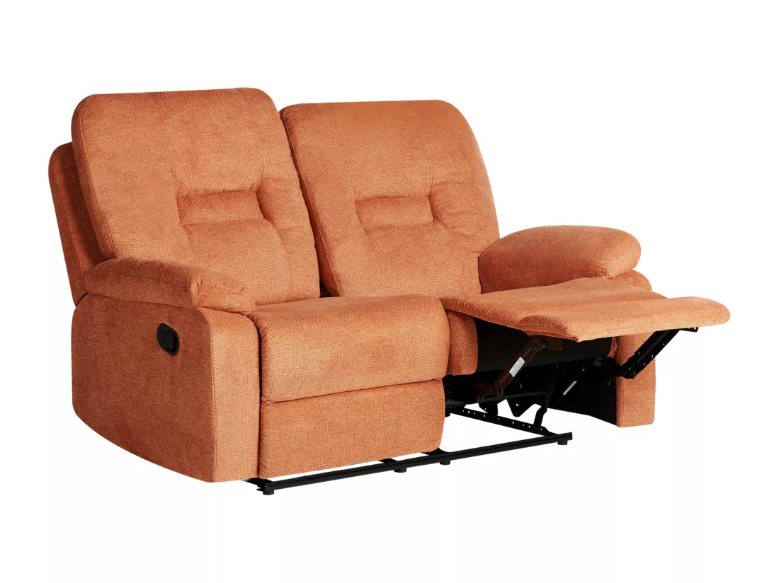 Canapé inclinable manuellement 2 places en tissu orange BERGEN