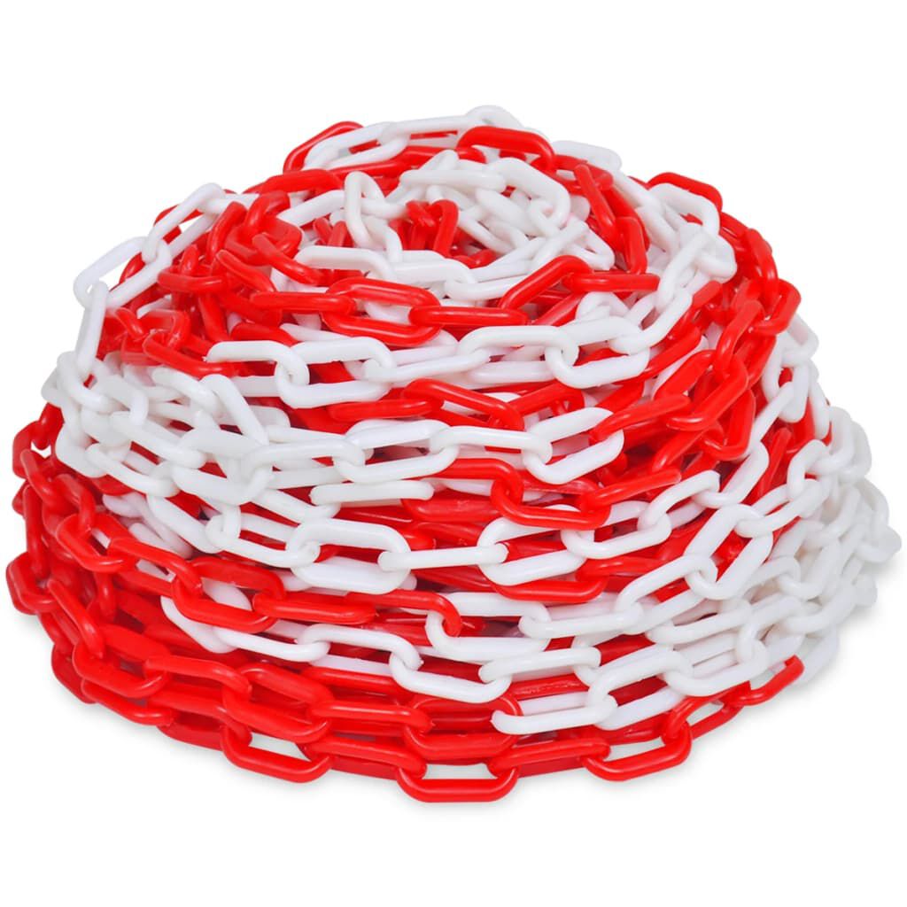 vidaXL Waarschuwingskettingen, 2 stuks, rood en wit, kunststof, 30 m