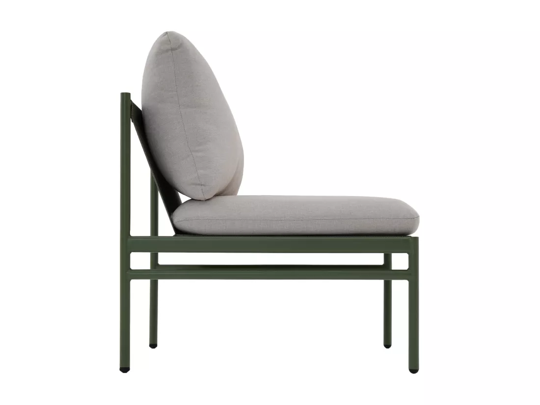 Salon de jardin modulable en acier : un canapé d'angle 5 places et tables basses gigognes - Kaki - ULAME de MYLIA
