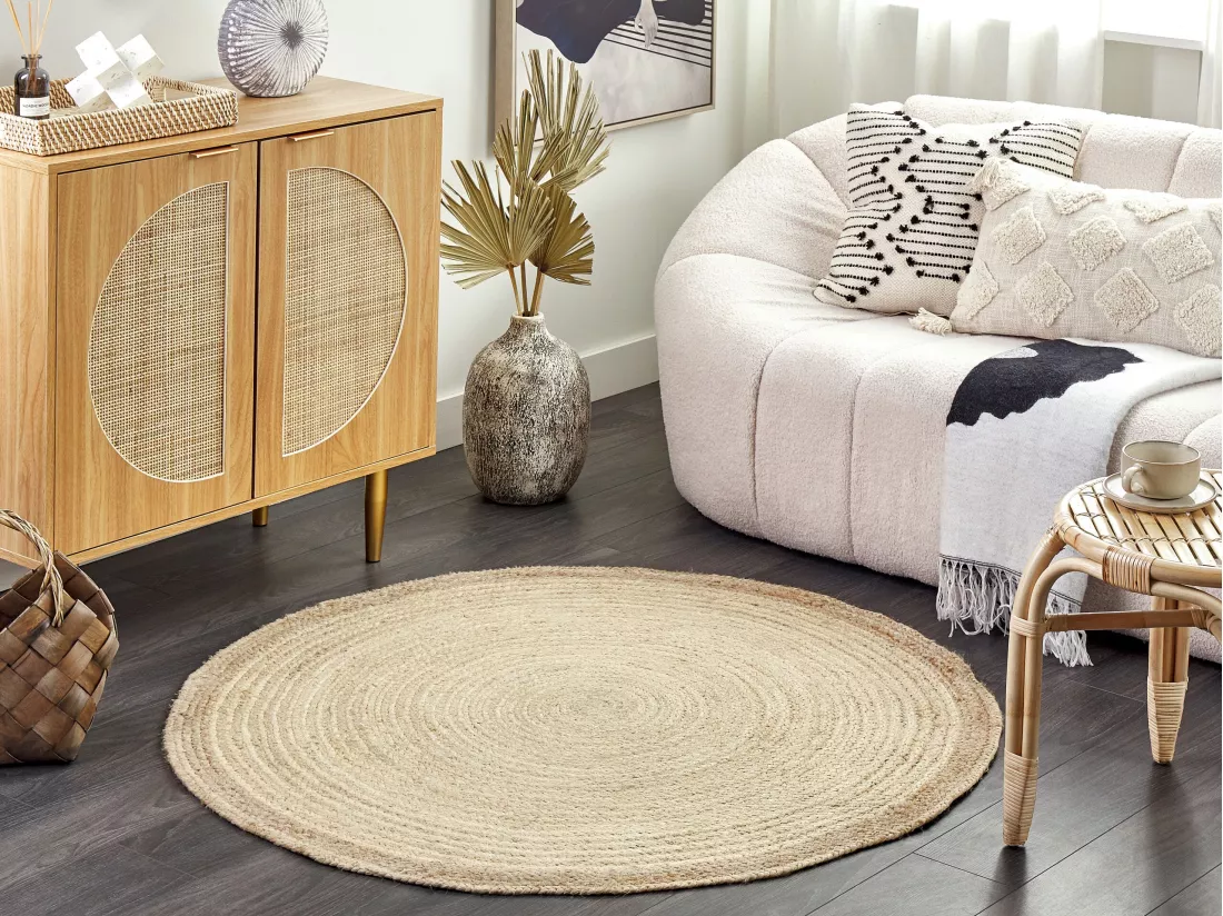 Tapis rond en jute ⌀ 120 cm beige clair MENEMEN