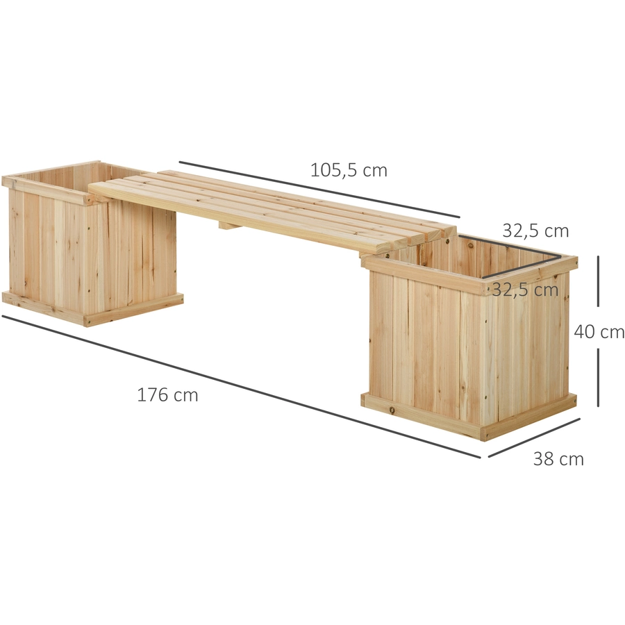 Outsunny Hochbeet mit kleiner Sitzbank naturholz