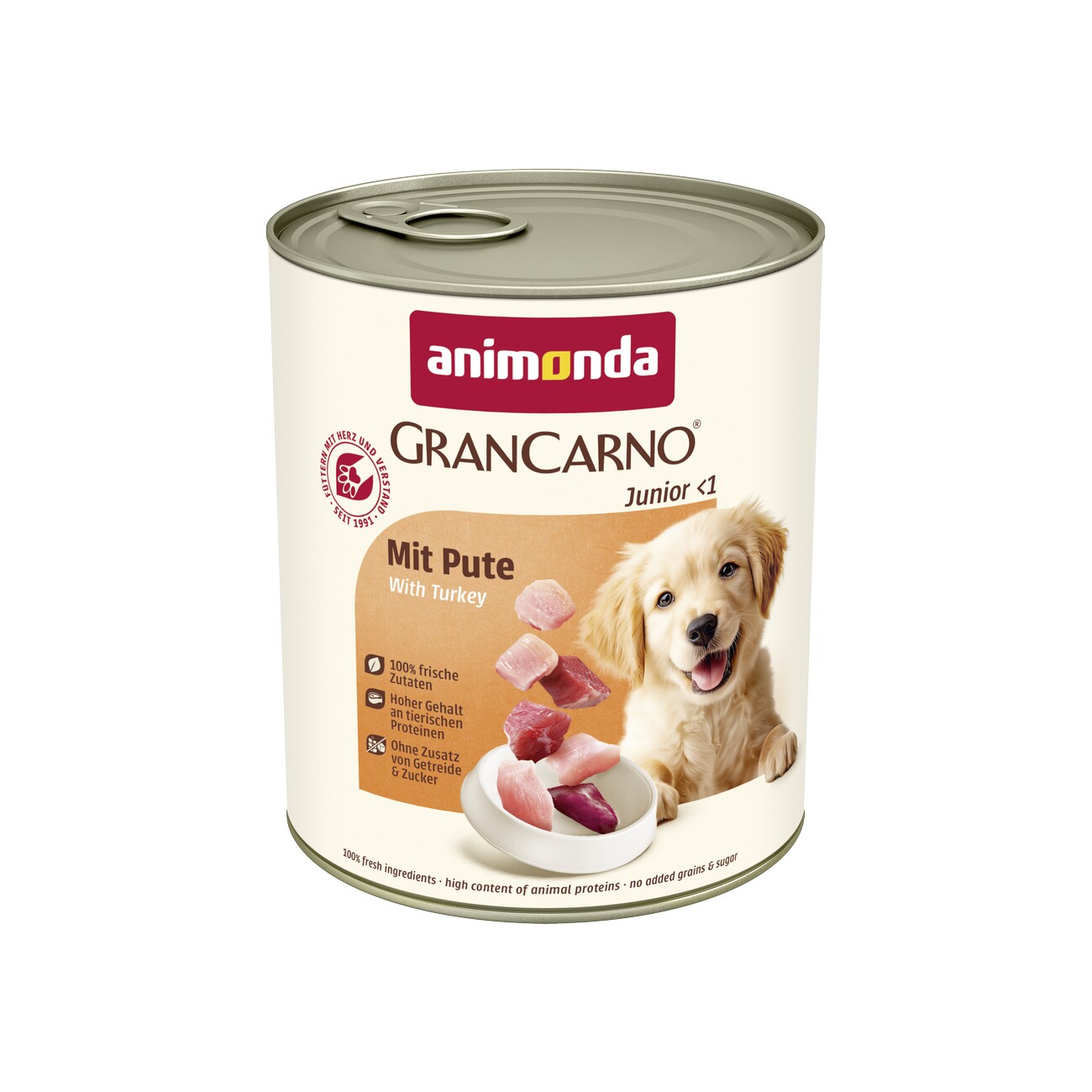 animonda GranCarno Original Nassfutter Hund Junior, Pute 6x800 g