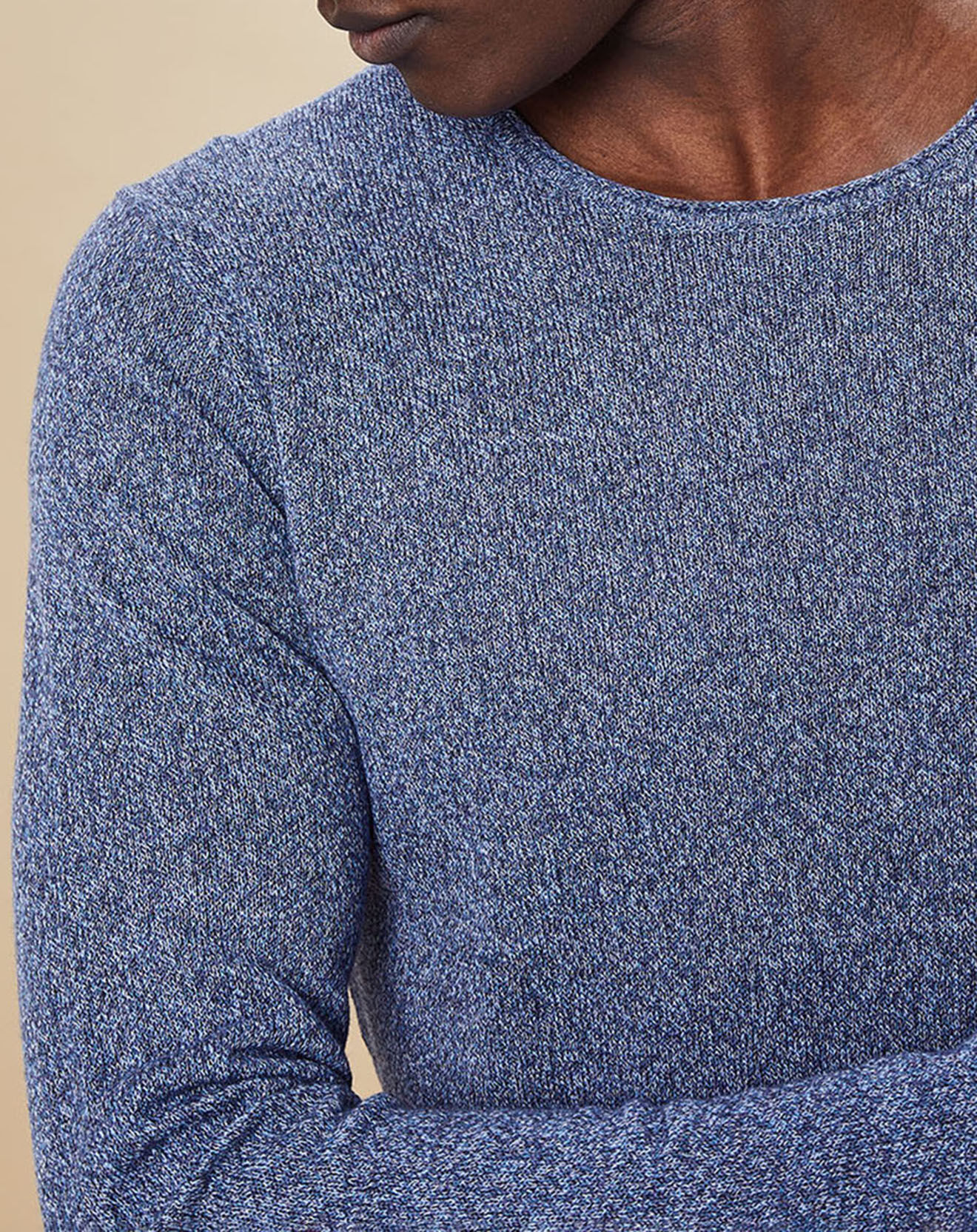 Hartford Pull en Coton & Lin Crew bleu chiné