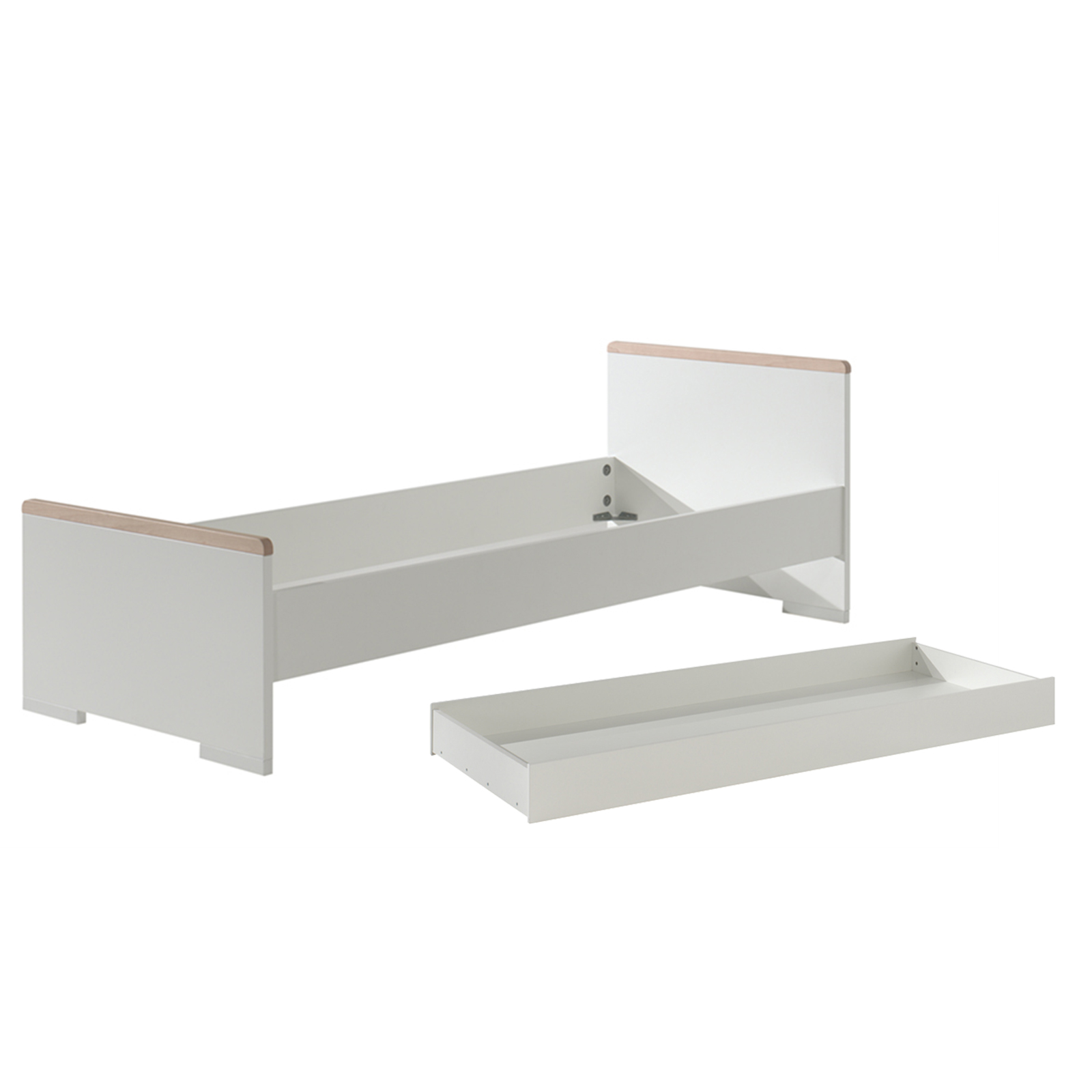 2-teiliges Jugendzimmer-Set LONDON - weiß - Buche - Bettschublade - 90x200 cm
