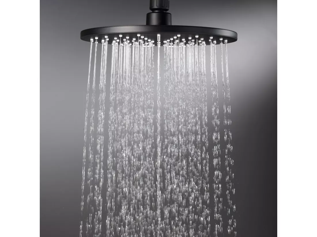 Cecipa max Colonne de Douche Système de Douche Noir sans Robinetterie,Ensemble de Douche avec Jet rond de 22 cm, Réglable en Hauteur,EU Modèle