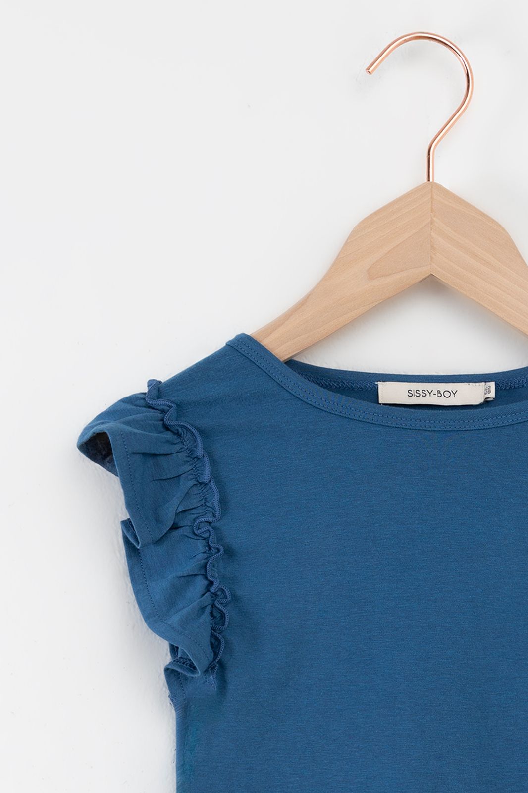 Blauw singlet met ruffles
