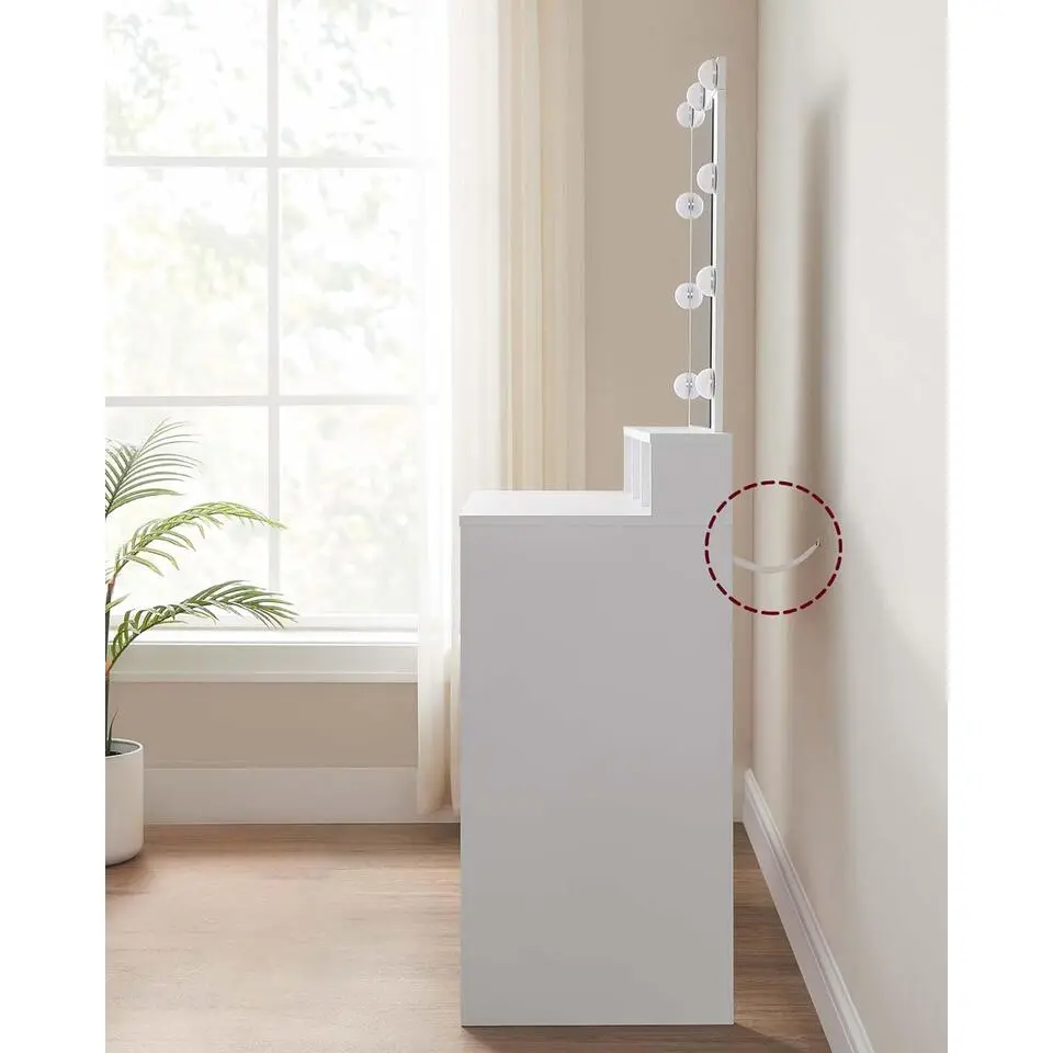 Furnihaus Witte Kaptafel met Led - 2 lades en 3 open vakken - Wit
