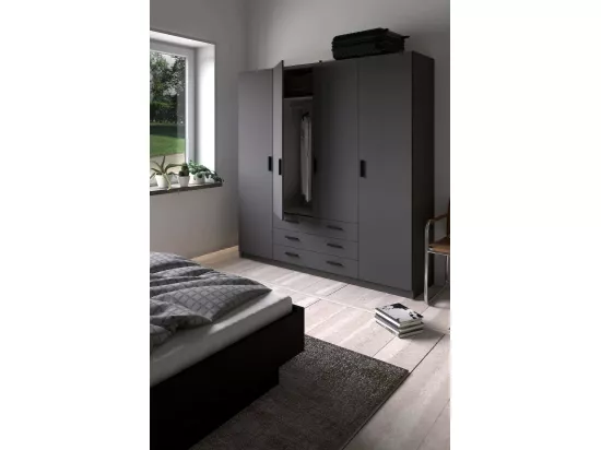 Grande Garde-robe Dserafin, Meubles de chambre, Penderie de plain-pied, Placard à vêtements, 196x50 h200 cm, Gris