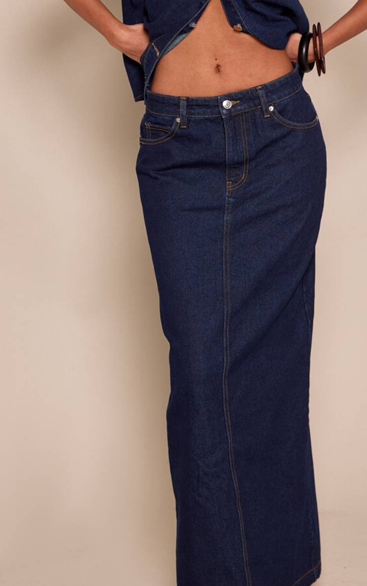 Bleu Indigo Jupe Longue En Denim Coupe Trapèze Tall