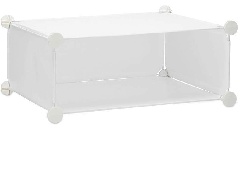 relaxdays Schuhschrank mit 12 Fächern Silber/Transparent/We Schuhschrank zum Zusammenstecken