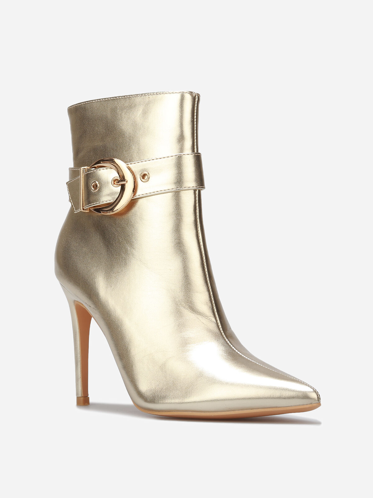 Bottines à bout pointu et boucle- Doré