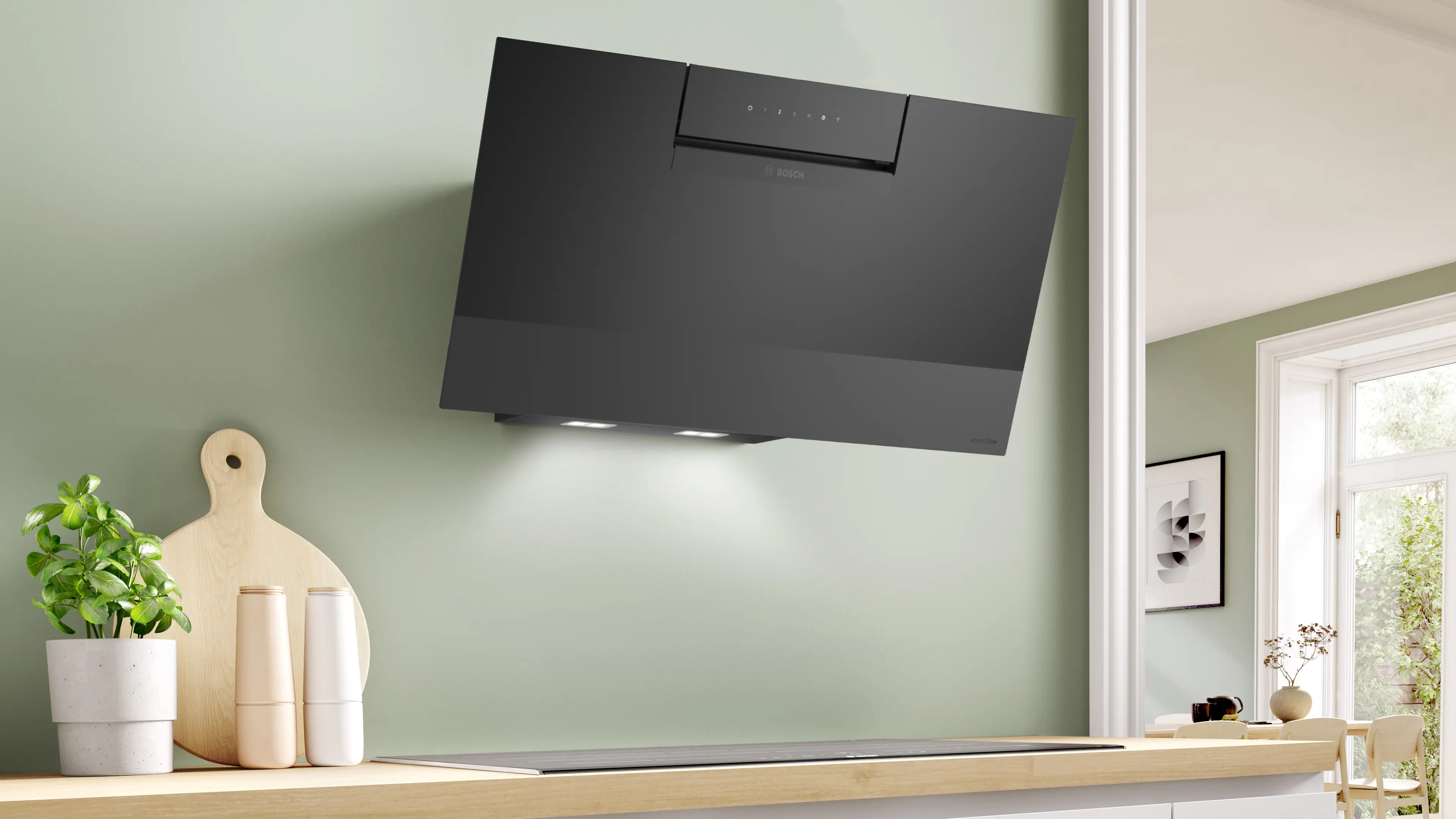 Serie 4 Wandschouwkap 80 cm zwart glas, Zwart