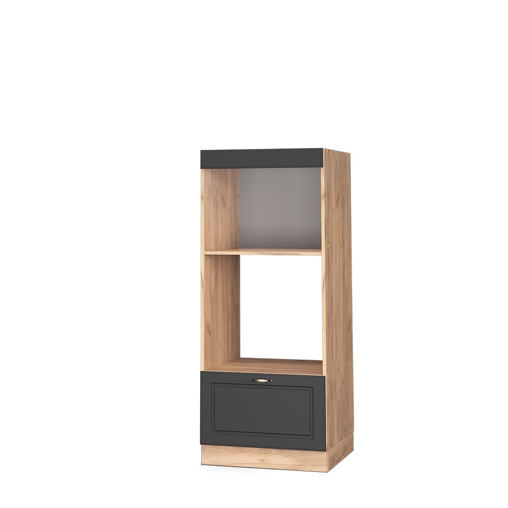 VICCO Mikrowellenschrank 60 cm Goldcraft/Anthrazit Landhaus Küchenschrank Backofen Küchenzeile Fame-Line