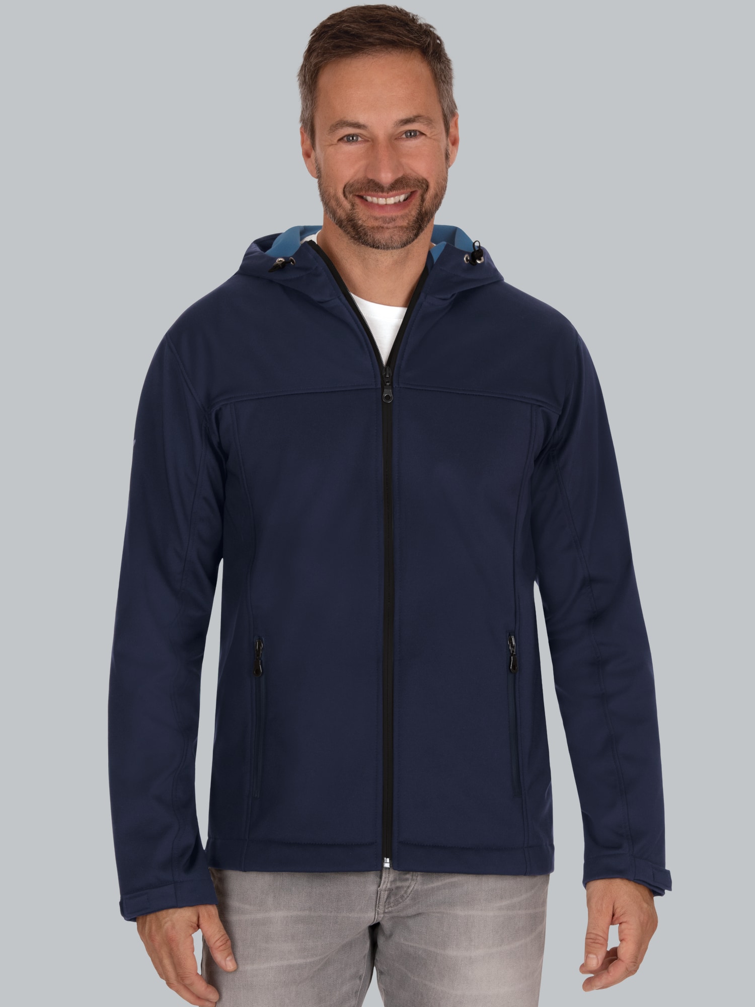 Klassische Softshell–Kapuzenjacke Navy