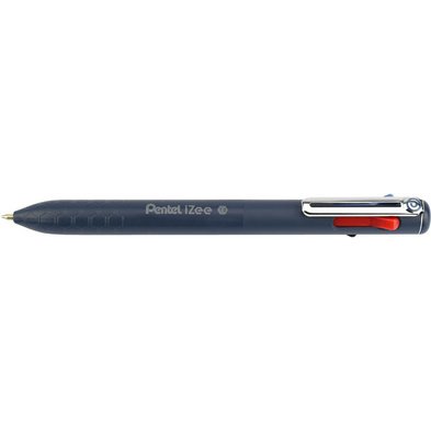 Stylo-bille pentel 4 couleurs izee retractable pointe large 1mm clip metal corps blanc
