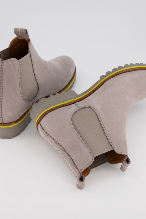 Leder-Chelseaboots, Elastikeinsatz, Streifensohle