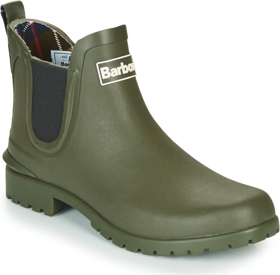 Barbour Olijf Chelsea-laars met tartan voering