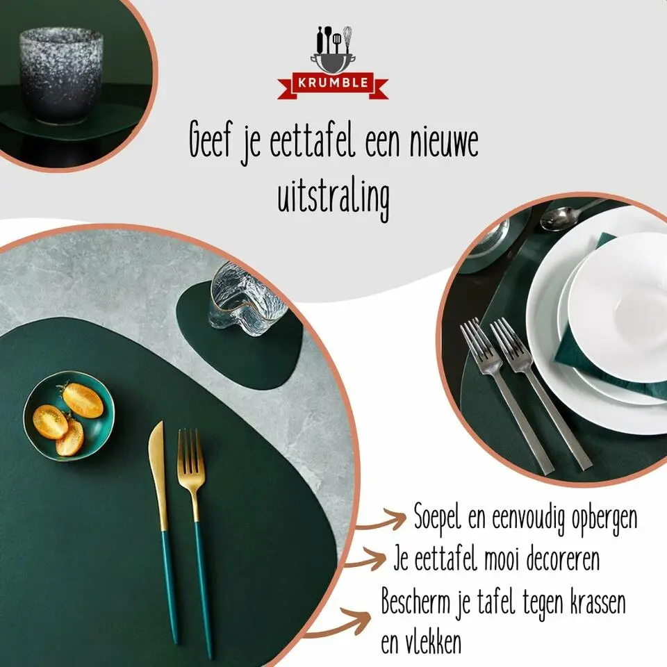 Krumble Placemat set design - 4 stuks - Groen