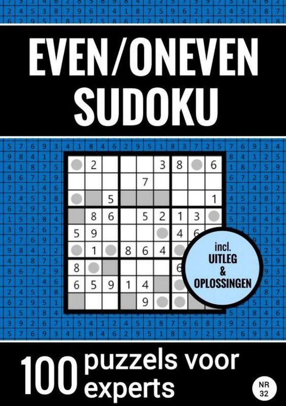 Puzzelboek - Even/Oneven-Sudoku - 100 Puzzels - A5 Formaat - Paperback