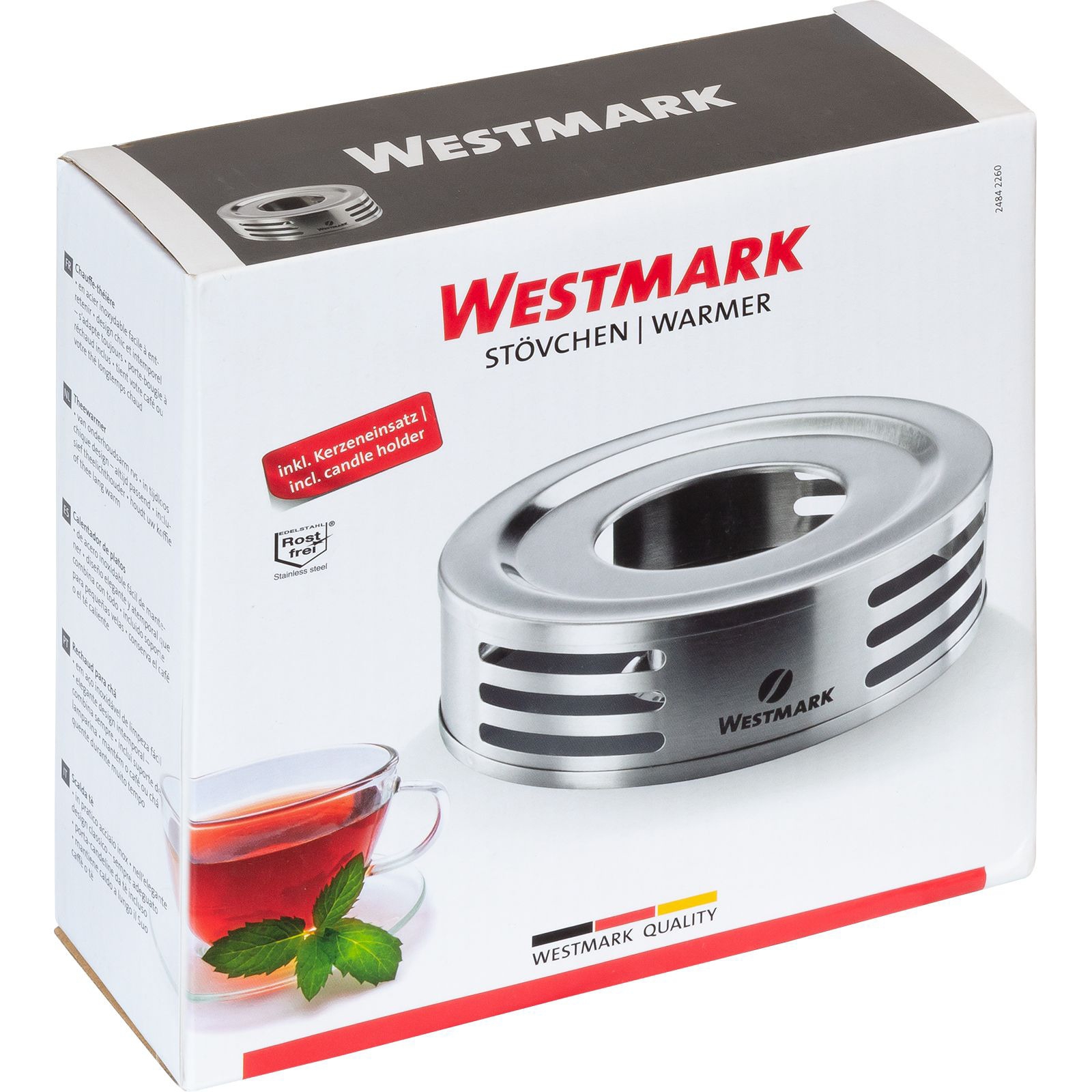 Westmark Tee-Stövchen aus Edelstahl 150 x 150 x 53 mm