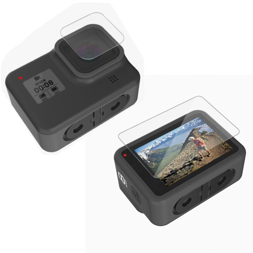 (2-tlg. Set) GoPro HERO 8 Black Panzer Glas Display (1x Kamera / 1x Display) - Transparent
