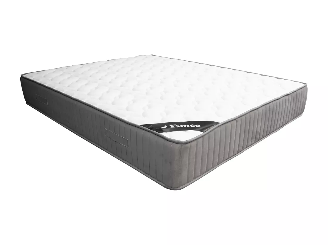 Ensemble 140 x 190 cm sommier coffre blanc + matelas mousse HR et accueil latex ép.30cm - MALINO de YSMÉE