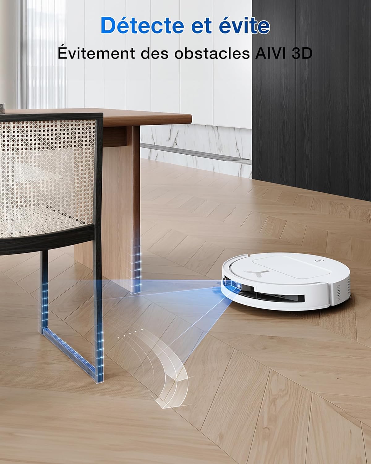 ECOVACS T50 Omni Aspirateur Robot avec Station, Puissance 15000Pa (amélioré par T30 Pro Omni), Brosse latérale et serpillière Extensibles, ZeroTangle 2.0, AIVI 3D 2.0, Lavage à l'eau Chaude 75℃,Blanc