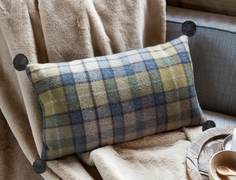 Coussin écossais jaune-Au refuge