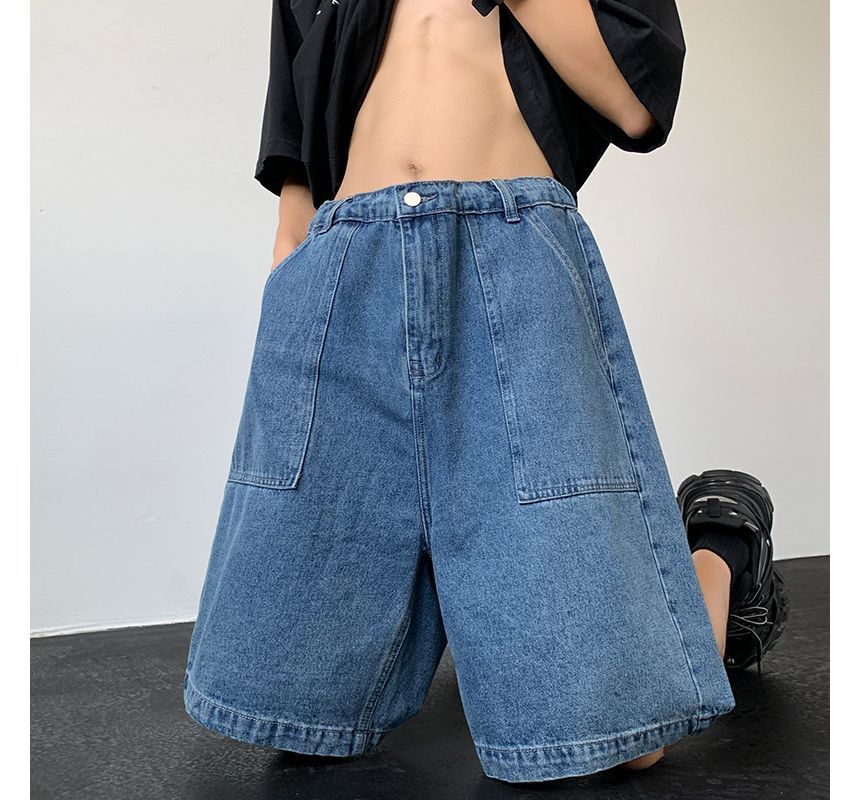 Hushgrain - Denim shorts met hoge taille en wijde pijpen