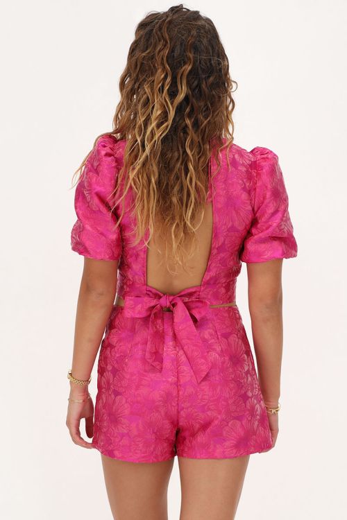 Roze jacquard skort met overslag