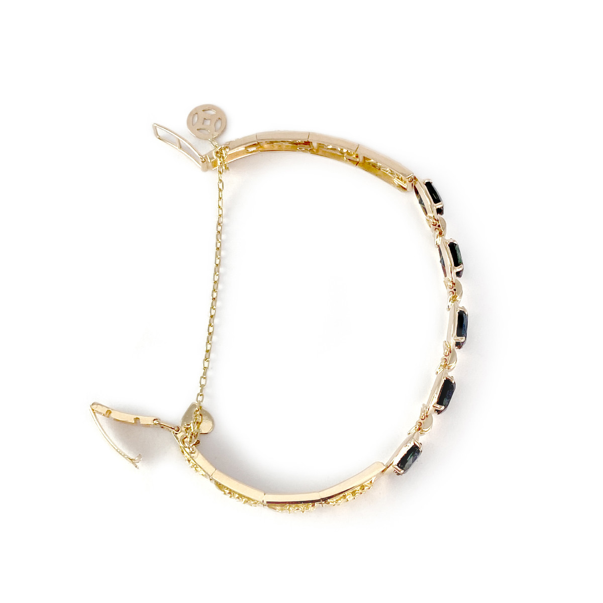 Bracelet d'occasion or 750 jaune saphirs ovales 15,5 cm