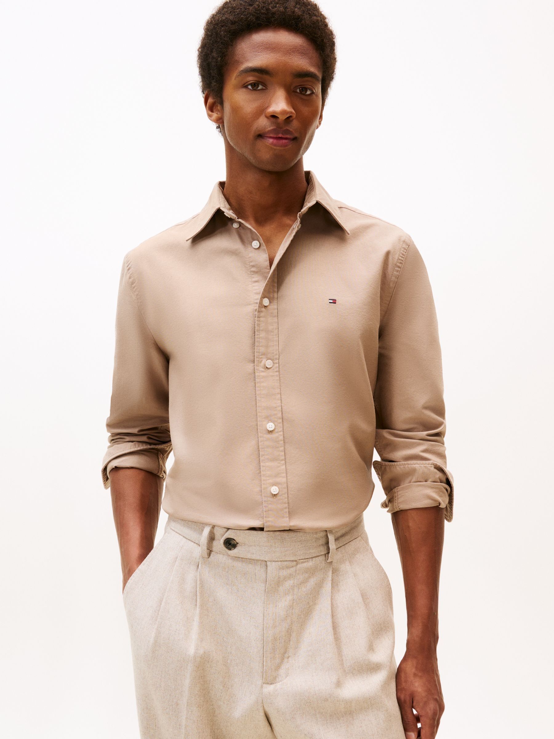 Bruin - Tommy Hilfiger Regular Fit Flag Embroidery Oxford Shirt