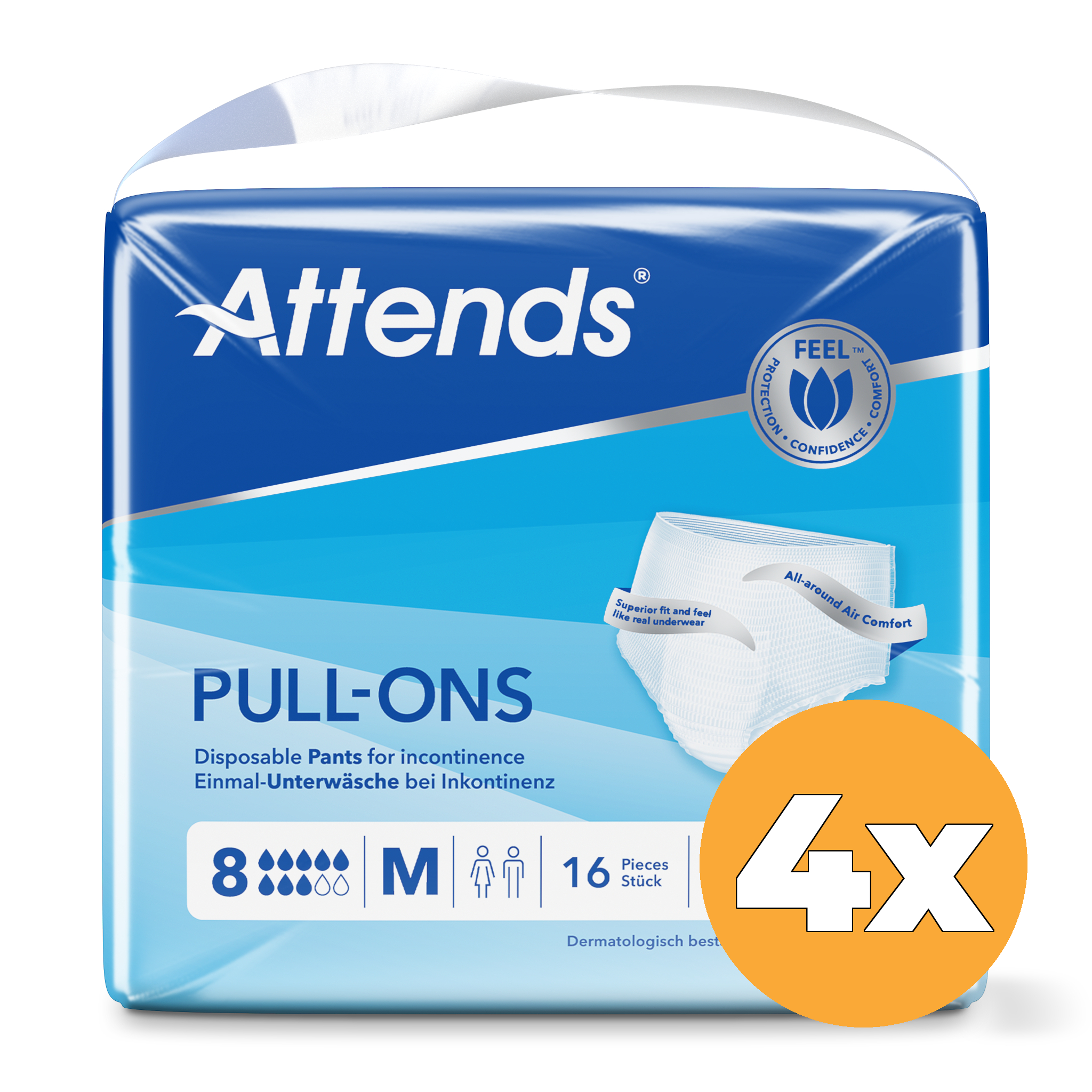 4x Attends Pull-Ons 8 Maat M (16 stuks)