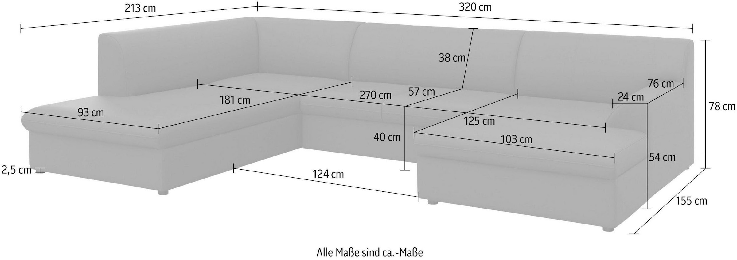 DOMO collection Wohnlandschaft »Topper, elegant und zeitlos, komfortabel, U-Form« wahlweise mit Bettfunktion