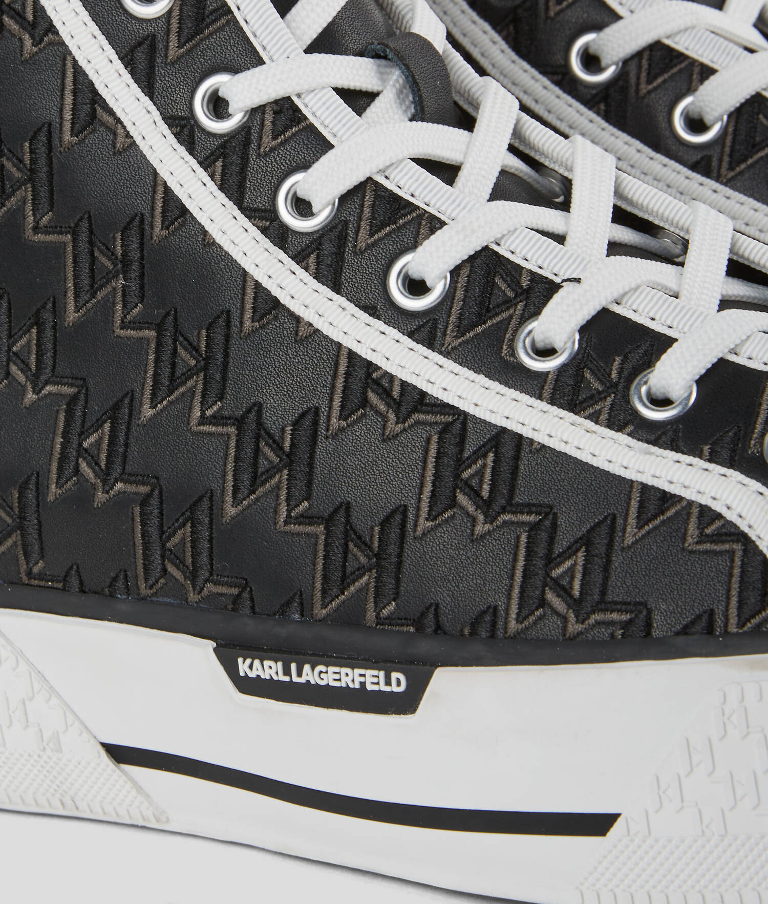 BASKETS MONTANTES KL MONOGRAM KAMPUS - Blanc/Noir