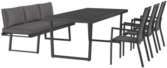OUTLIV. Gartenmöbel Set Lucca L Aluminium Olefin 6 Personen mit Diningsofa Hochlehner Sesseln Glaskeramik Tisch 220x100 cm Dunkelgrau wetterfest