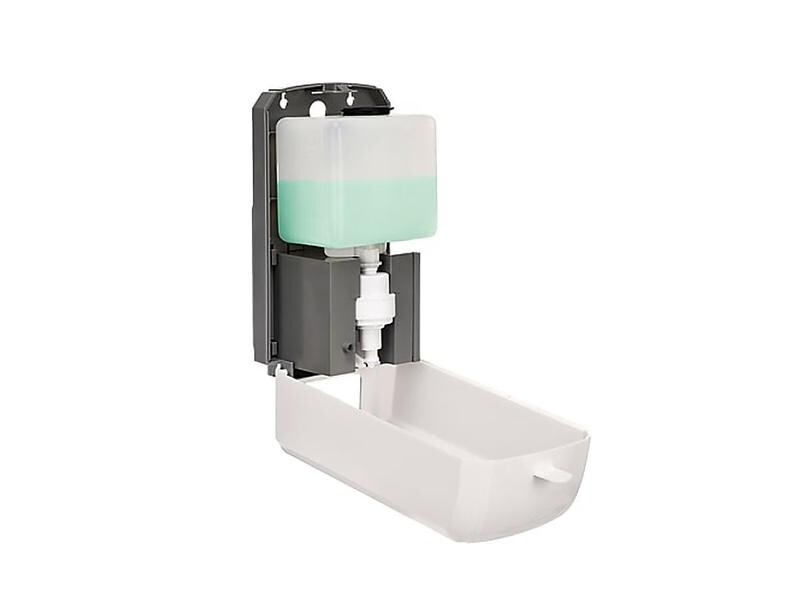 Multibrackets Desinfektionsmittelständer Hygienebox Stand w MB Hygienebox Standmontage, weiss / 9646 Infrarot Auto-Sensor 0-12 cm, 1 Liter Tank, ABS