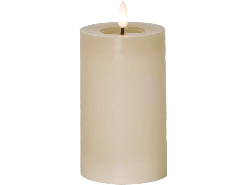 Star Trading LED-Kerze Flamme Flow, Beige Realistische Elektrokerze mit Timer-Funktion
