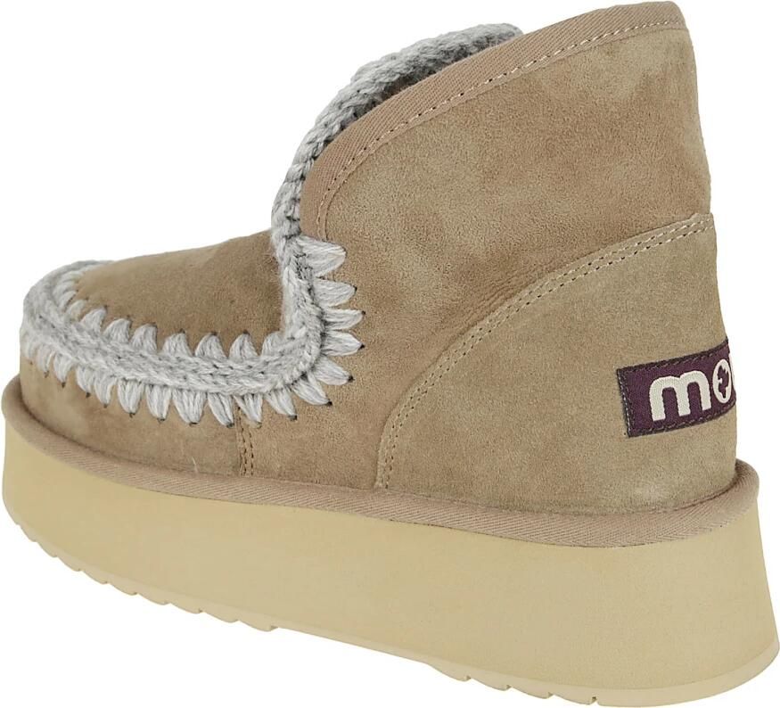 MOU Vachtlaarzen Dames Mini Eskimo Platform Boot Maat: 40 Materiaal: Suède Kleur: Cognac