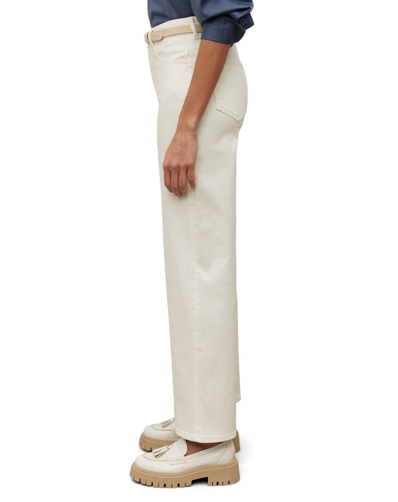 Marc O'Polo Jean taille haute Wideleg blanc