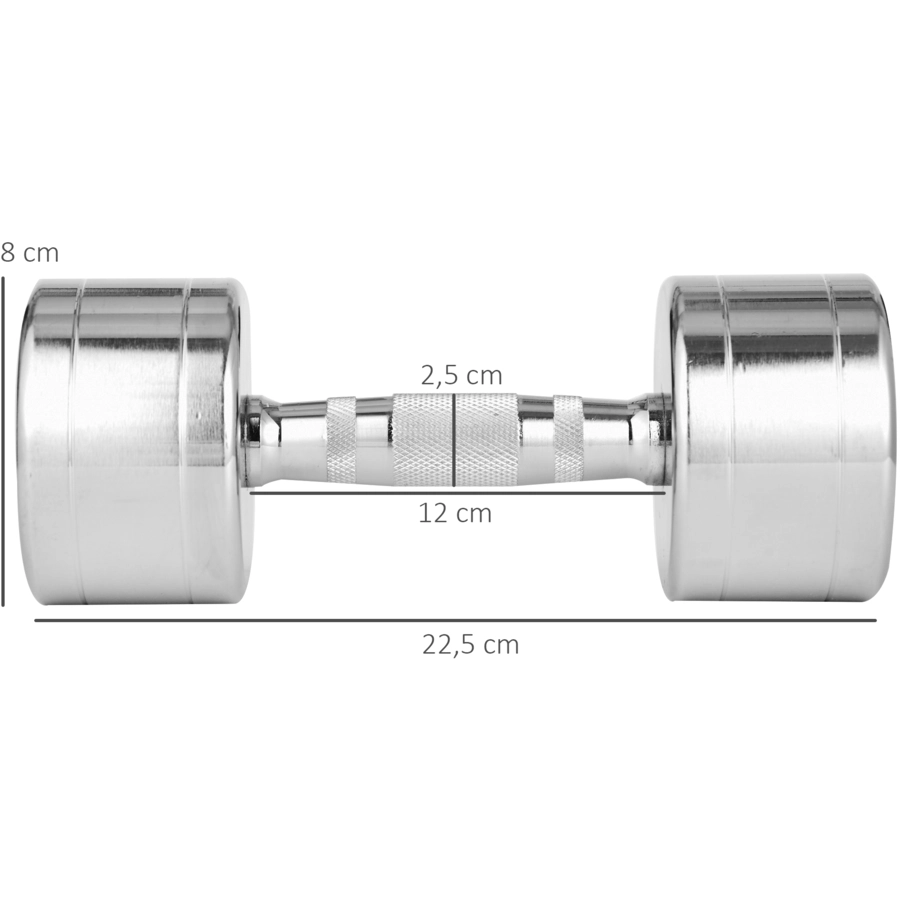 HOMCOM Kurzhantel-Set mit gerändeltem Griff silber