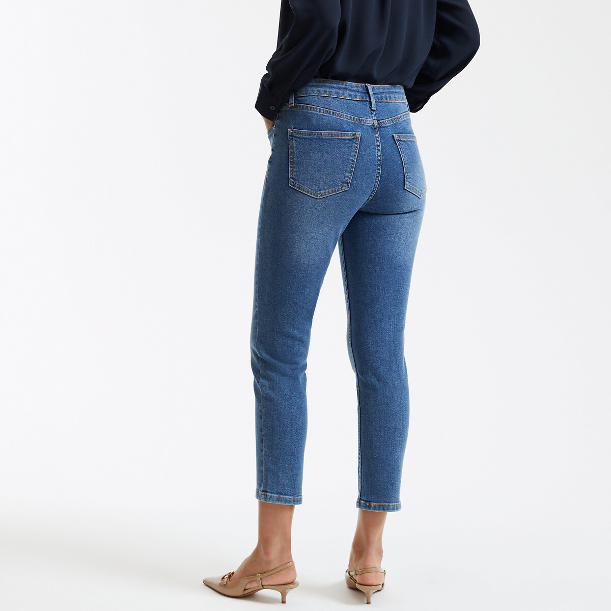 COLEÇÃO LA REDOUTE<br>Calça jeans slim curta, cintura alta