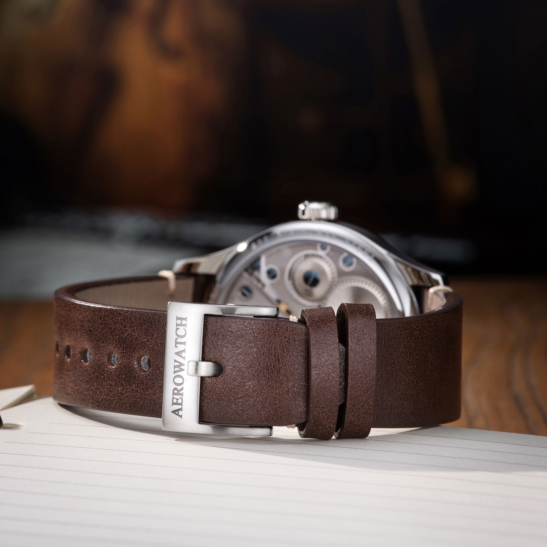 Aerowatch Renaissance Big Mechanical Petite Seconde Leder Braun