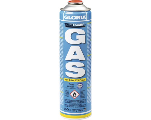 GLORIA Thermoflamm biogaspatroon - 600 ml drukgasbus, gasfles met butaan-propaanmengsel