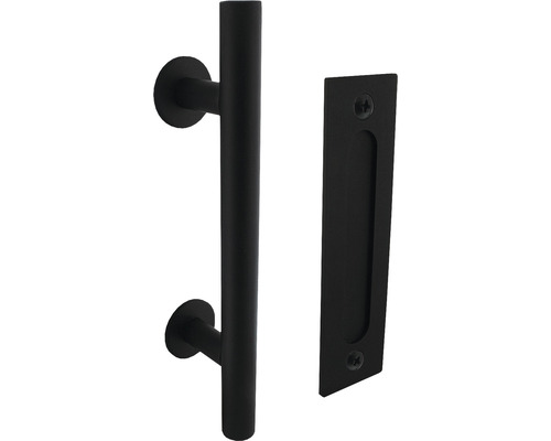 Intersteel complete schuifdeurset Legno Barn Door Wheel top zwart 93x211,5 cm inclusief deurblad, schuifdeurbeslag Wheel Top en krukset
